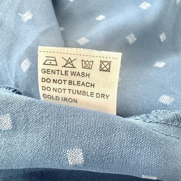 Loemes Floral Fit & Flare Dress Womens Size Large Blue Ruffle Strap Textured - Picture 15 of 15